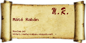 Máté Rabán névjegykártya
